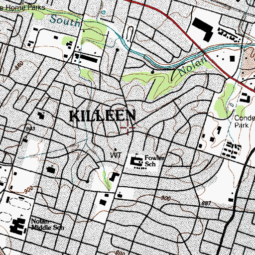 Topographic Map of Skyline Baptist Church, TX