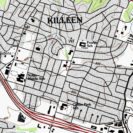 Topographic Map of Church of Christ, TX