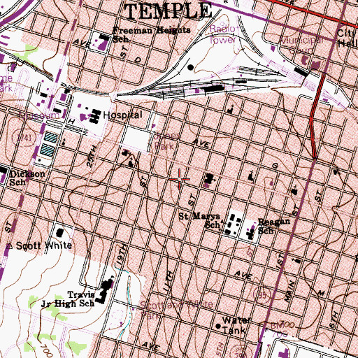 Topographic Map of Church of Christ, TX