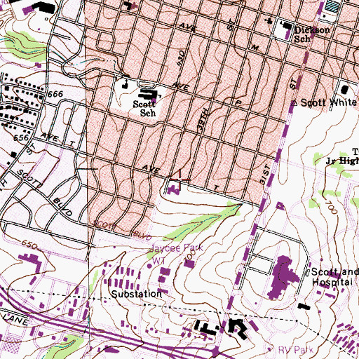 Topographic Map of Church of Christ, TX