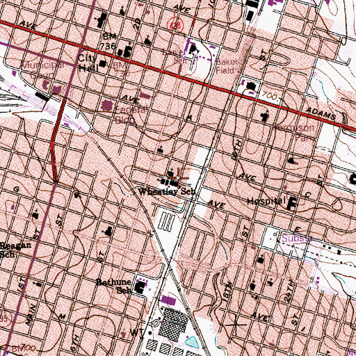 Topographic Map of First Church of God in Christ, TX