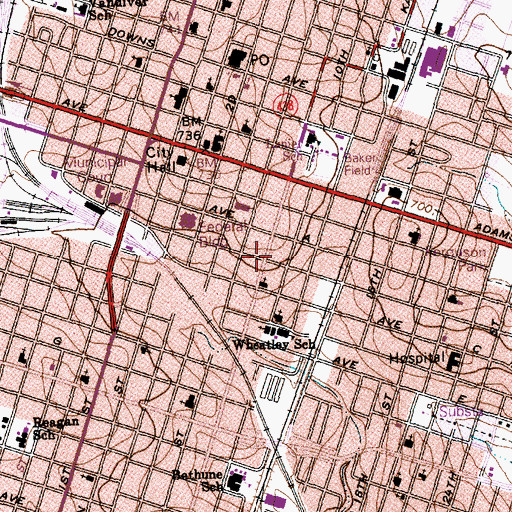 Topographic Map of Eighth Street Baptist Church, TX