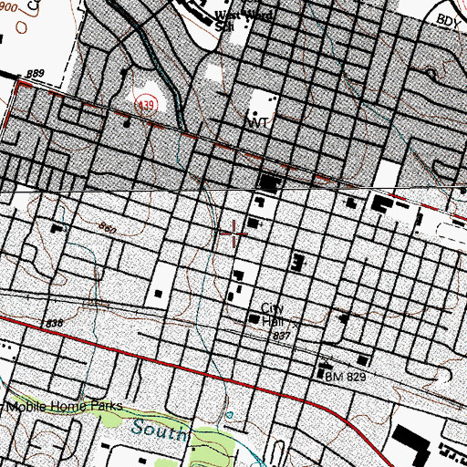 Topographic Map of First Baptist Church of Killeen, TX