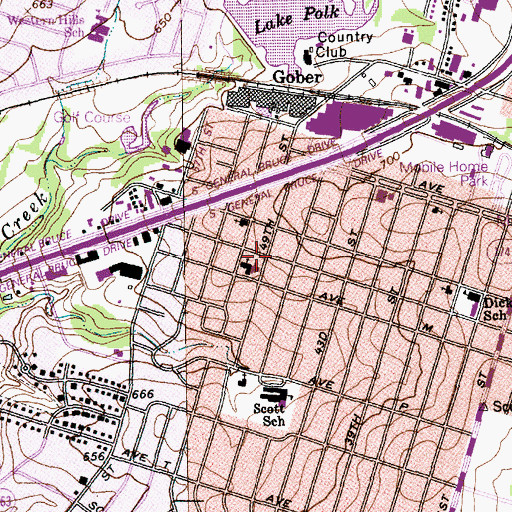 Topographic Map of Heights Baptist Church, TX