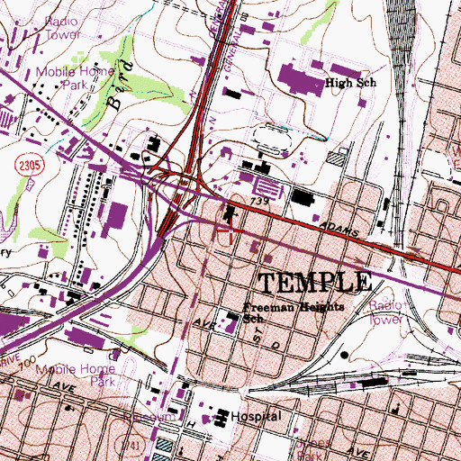 Topographic Map of Immanuel Baptist Church, TX
