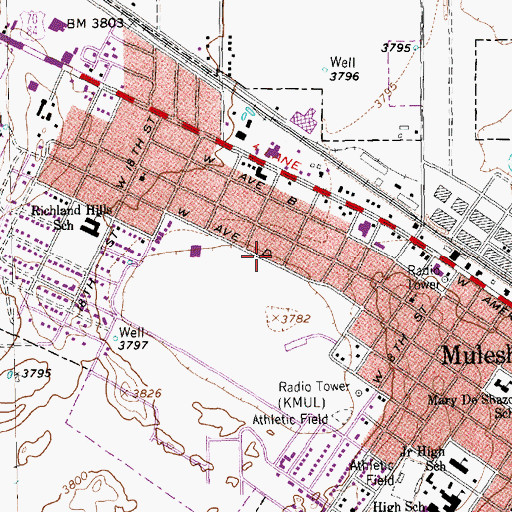 Topographic Map of Church of Christ, TX