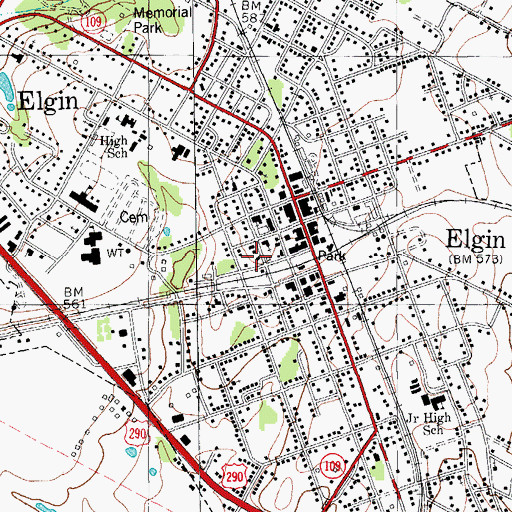 Topographic Map of First Baptist Church, TX