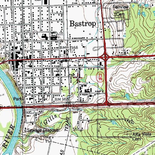 Topographic Map of Macedonia First Baptist Church, TX