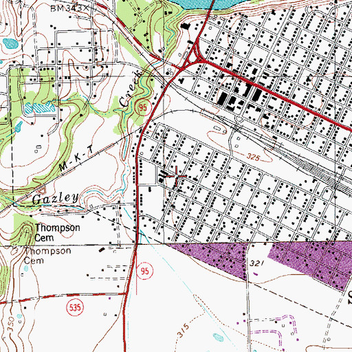Topographic Map of Mount Pilgrim Baptist Church, TX