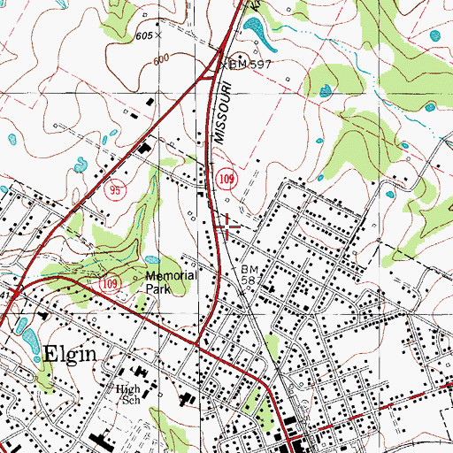 Topographic Map of Primera Iglesia Bautista Church, TX