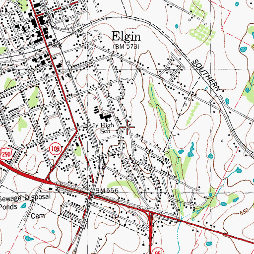 Topographic Map of Winns Memorial Baptist Church, TX