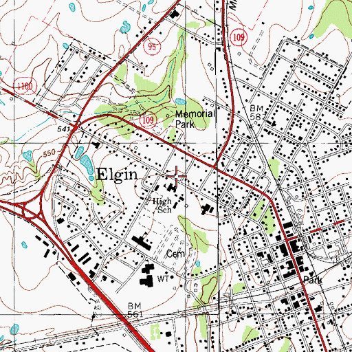 Topographic Map of Church of Christ, TX
