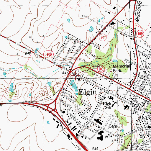 Topographic Map of Evangelical Free Church, TX