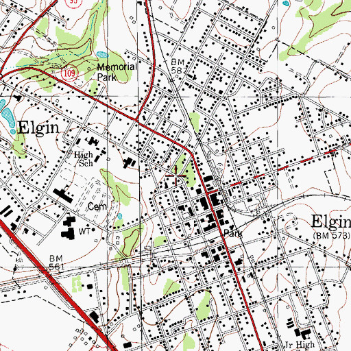 Topographic Map of First Presbyterian Church, TX
