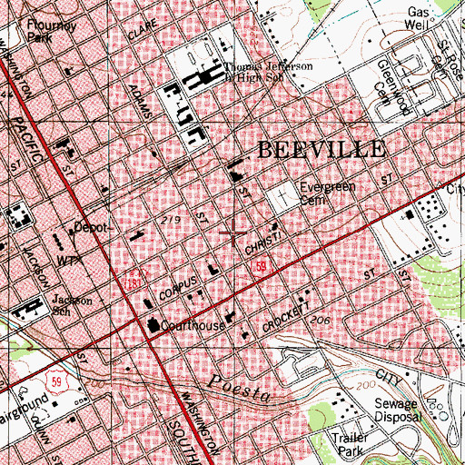 Topographic Map of Bible Baptist Church, TX