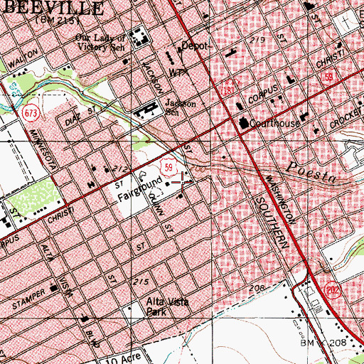 Topographic Map of Primera Iglesia Bautista Church, TX