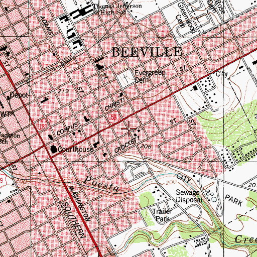 Topographic Map of United Pentecostal Church Christ Temple, TX