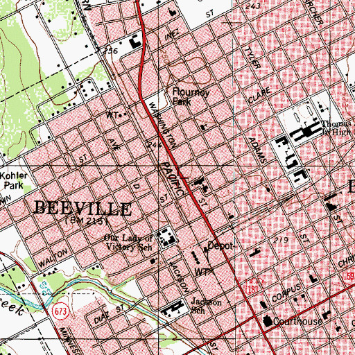 Topographic Map of First Presbyterian Church, TX
