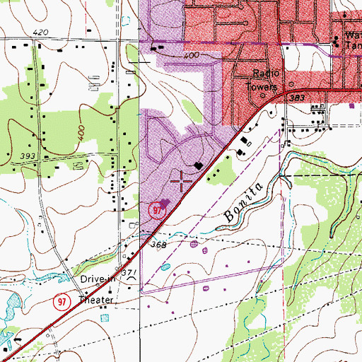 Topographic Map of Community Bible Chapel Church, TX