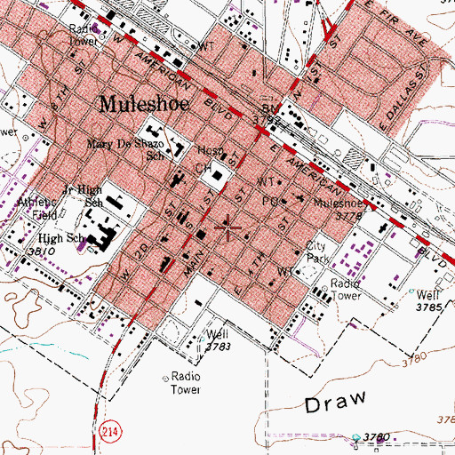 Topographic Map of Primera Iglesia Bautista Hispana Church, TX