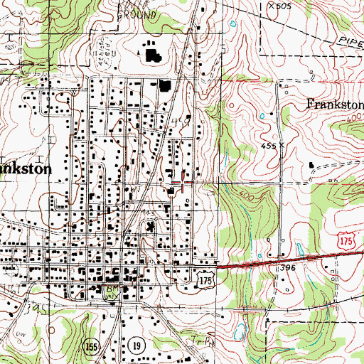 Topographic Map of First Baptist Church of Frankston, TX