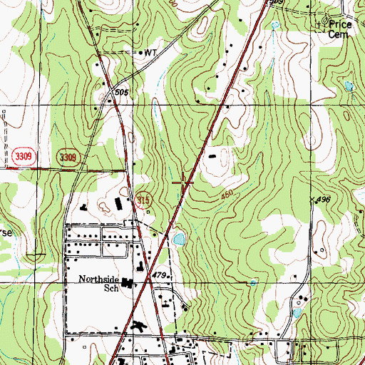 Topographic Map of Norwood Heights Baptist Church, TX