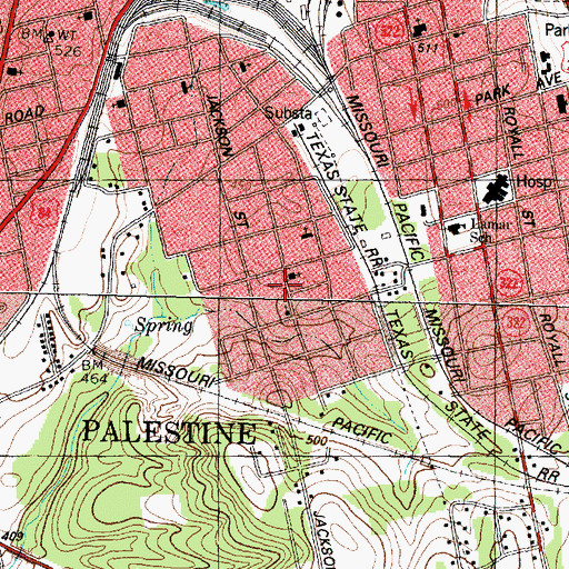 Topographic Map of Pilgrim Rest Baptist Church, TX