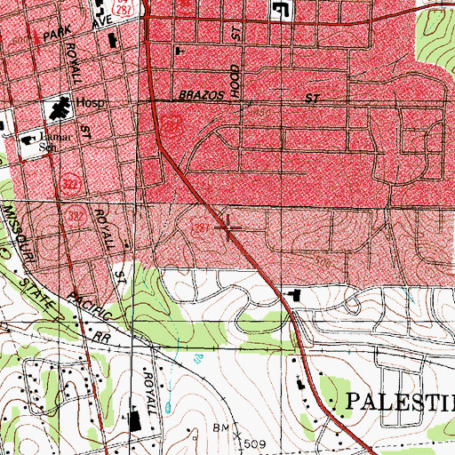 Topographic Map of Church of Christ, TX