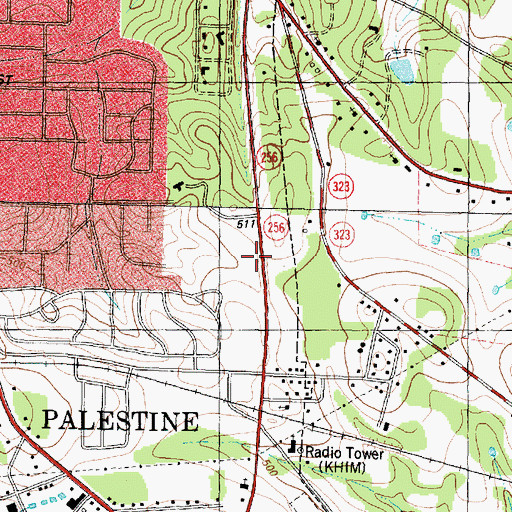 Topographic Map of Bethlehem Lutheran Church, TX