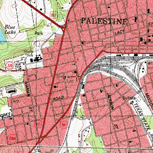 Topographic Map of Saint Pauls Methodist Church, TX
