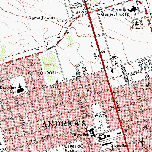 Topographic Map of Grace Baptist Church, TX