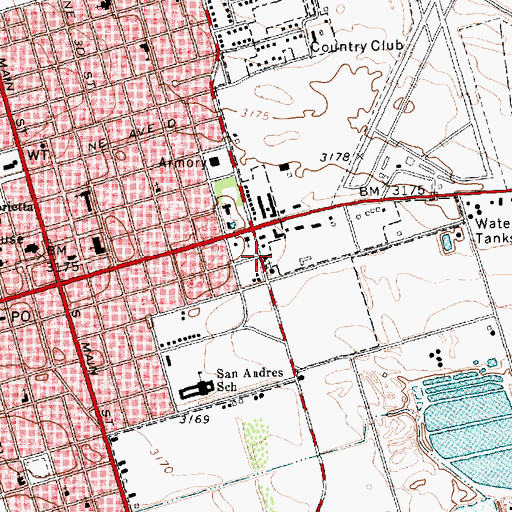Topographic Map of Primitive Baptist Church, TX