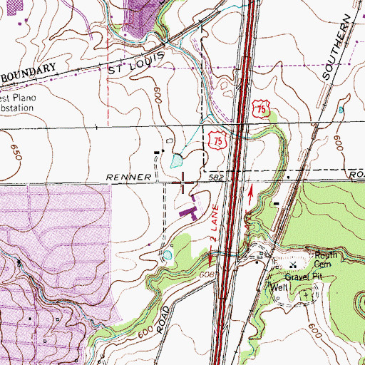 Topographic Map of Heights Baptist Church, TX