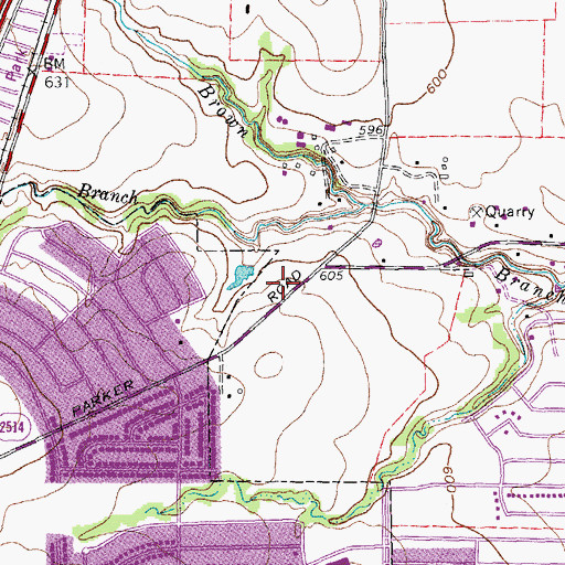 Topographic Map of Collin Creek Free Will Baptist Church, TX