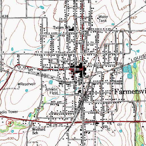 Topographic Map of First Baptist Church, TX