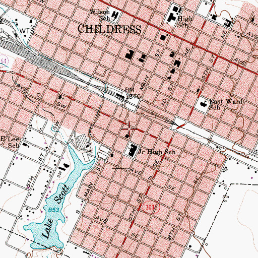 Topographic Map of Church of Christ Childress, TX