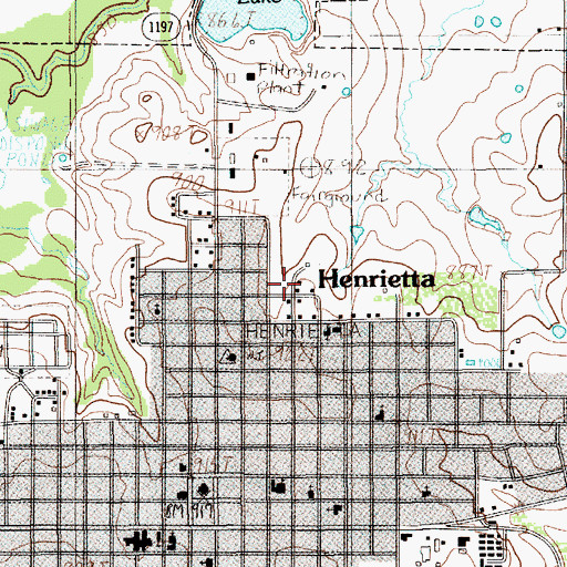 Topographic Map of Henrietta Primitive Baptist Church, TX