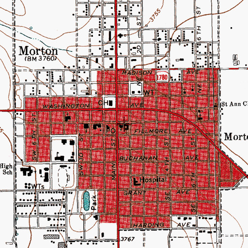 Topographic Map of First Baptist Church, TX