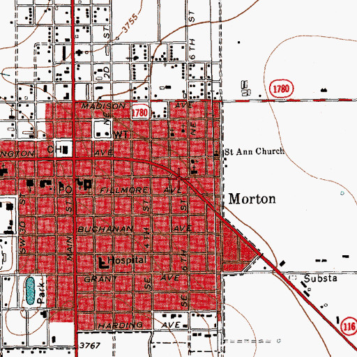 Topographic Map of Church of Christ Eastside, TX
