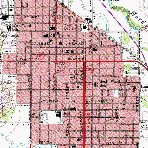 Topographic Map of Central Baptist Church, TX