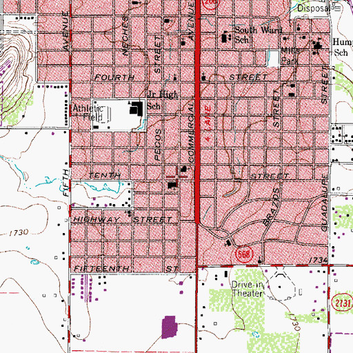 Topographic Map of Concho Baptist Church, TX