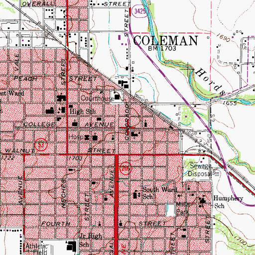 Topographic Map of First Baptist Church, TX