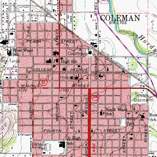Topographic Map of Church of Christ, TX