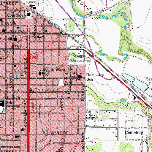 Topographic Map of Mount Calvary Church of God in Christ, TX