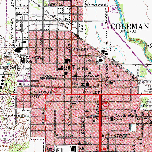 Topographic Map of First Presbyterian Church, TX