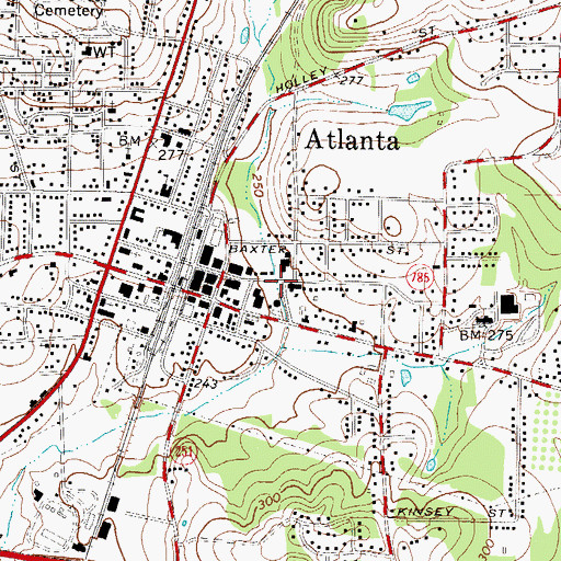 Topographic Map of First Presbyterian Church, TX