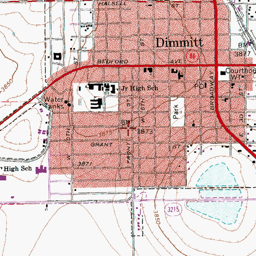 Topographic Map of First Baptist Church, TX
