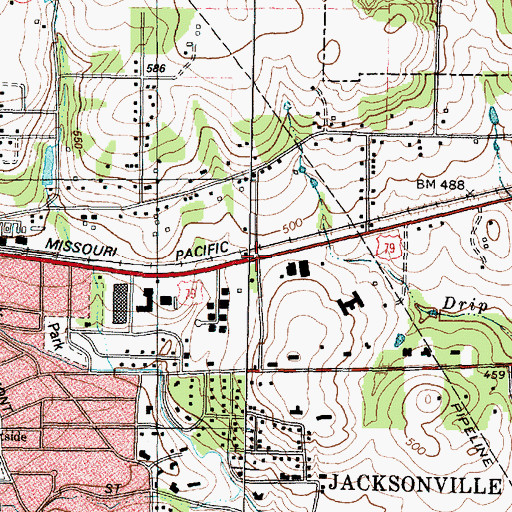 Topographic Map of First Baptist Church, TX