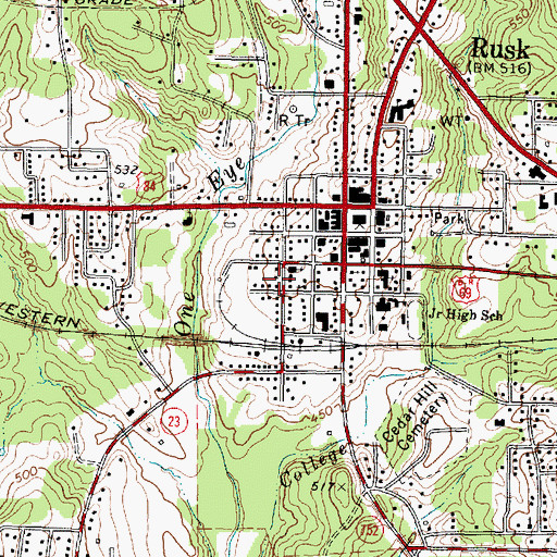 Topographic Map of First Baptist Church, TX