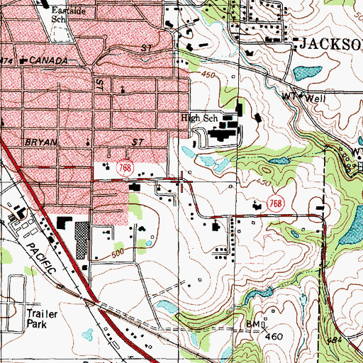 Topographic Map of Church of Christ, TX